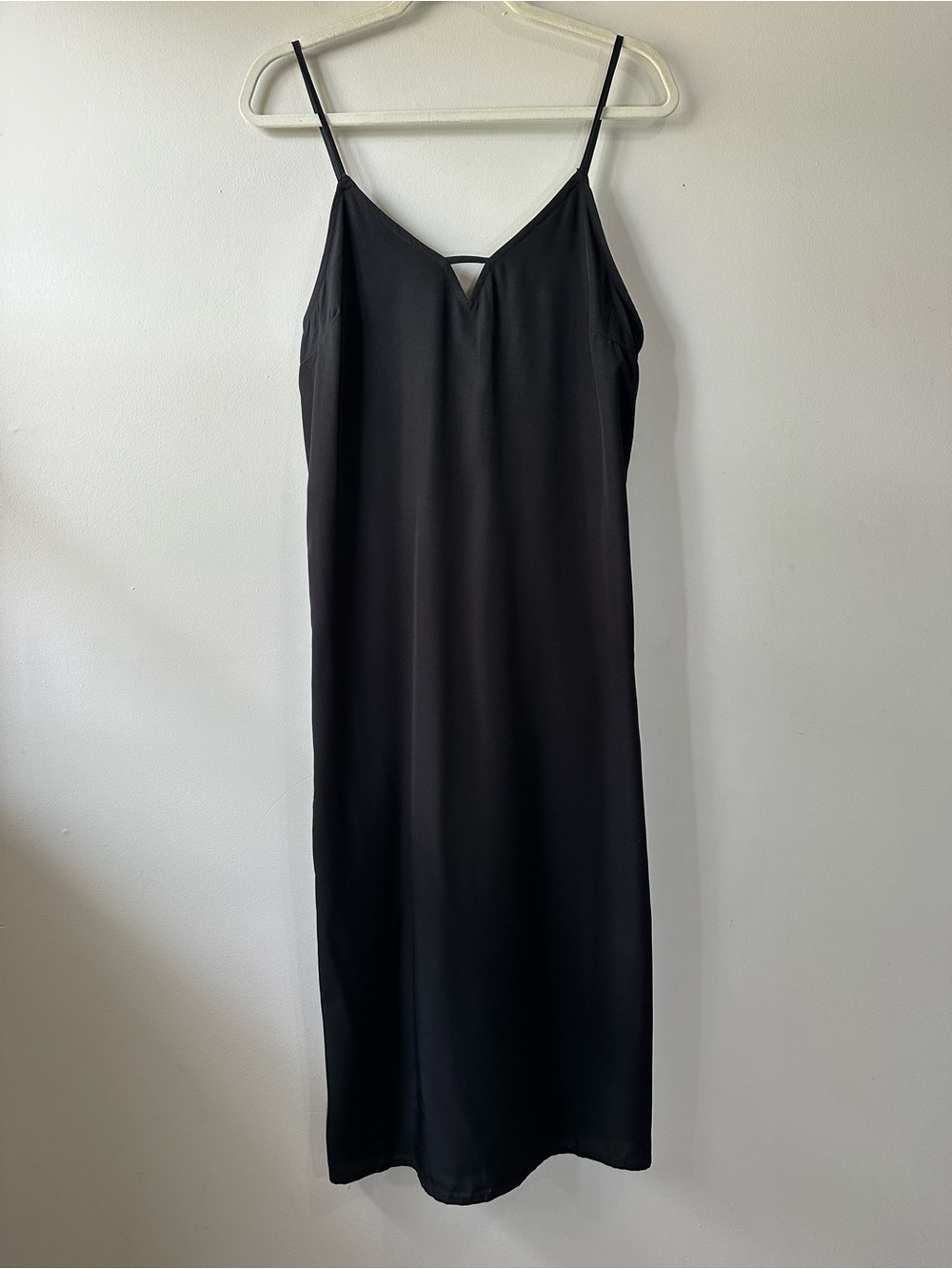 Amuse Society Black Minimalist Slip Dress with Spaghetti Straps Side Slits Sz M